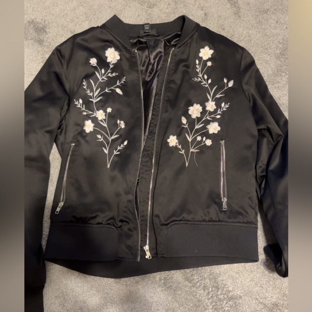 A.n.a. Embroidered flower bomb jacket